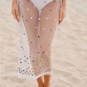 ✨ NWT Celandine for Anthropologie Crochet Sequin mermaid midi skirt Cover Up ✨